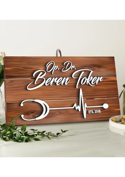 Gift Kişiye Özel Doktor Tasarımlı Dekoratif Ahşap Tabela