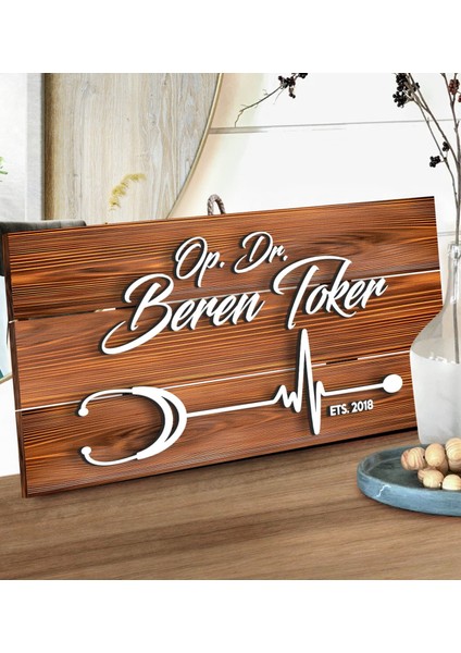 Gift Kişiye Özel Doktor Tasarımlı Dekoratif Ahşap Tabela