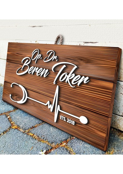 Gift Kişiye Özel Doktor Tasarımlı Dekoratif Ahşap Tabela