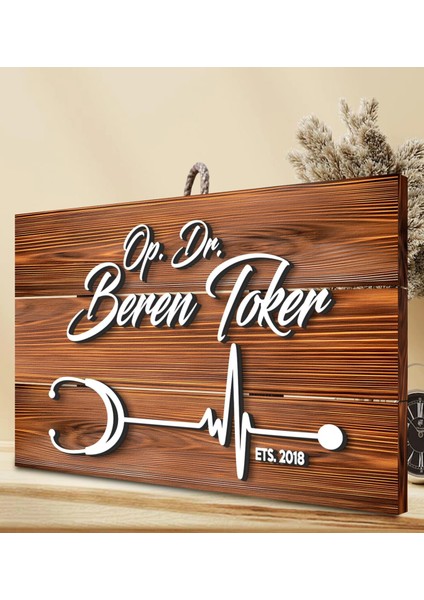 Gift Kişiye Özel Doktor Tasarımlı Dekoratif Ahşap Tabela