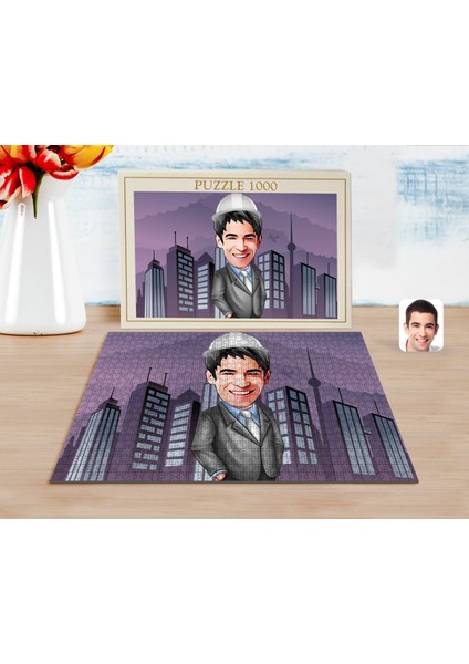 Kişiye Özel Erkek Mühendis Karikatürlü 1000 Parça Profesyonel Puzzle-1