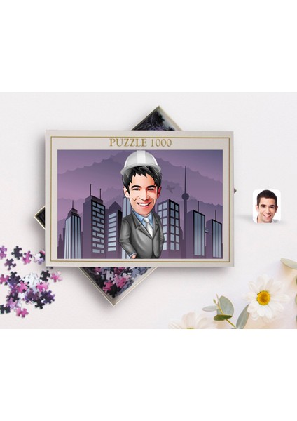 Kişiye Özel Erkek Mühendis Karikatürlü 1000 Parça Profesyonel Puzzle-1