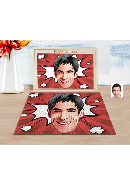 Kişiye Özel Erkek Yüz Karikatürlü 1000 Parça Profesyonel Puzzle-2