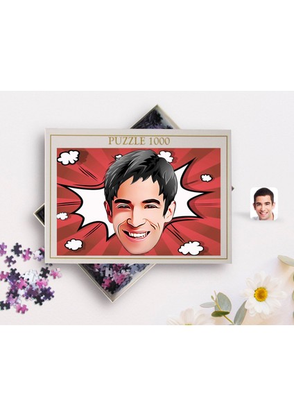 Kişiye Özel Erkek Yüz Karikatürlü 1000 Parça Profesyonel Puzzle-2