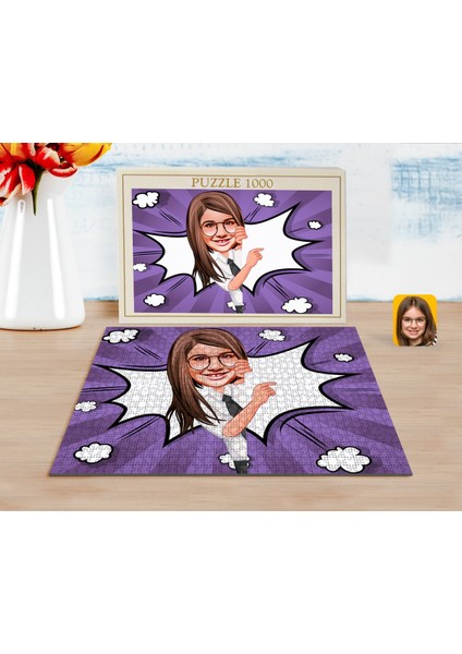 Kişiye Özel Kız Çocuk Karikatürlü 1000 Parça Profesyonel Puzzle-1