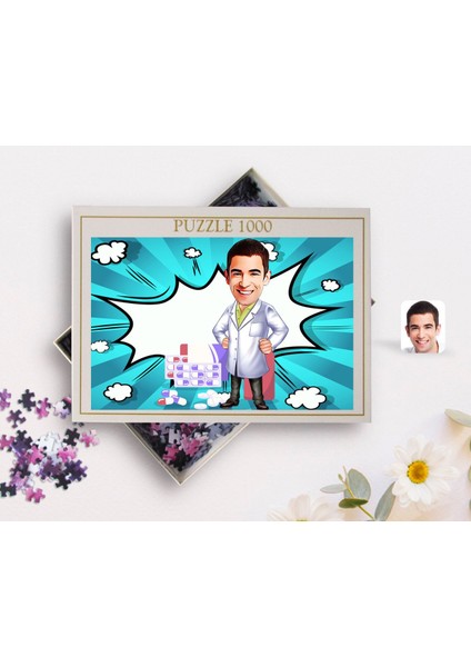Kişiye Özel Erkek Eczacı Karikatürlü 1000 Parça Profesyonel Puzzle-3 fiyatları