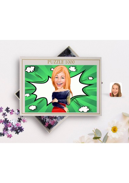 Kişiye Özel Kadın Karikatürlü 1000 Parça Profesyonel Puzzle-12 fiyatları