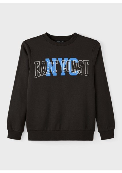 Baskılı Erkek Çocuk Siyah Sweatshirt Nlmneast Ls O-Neck Sweat