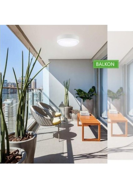 Balkon Lambası Teras Lambası Yuvarlak Beyaz Duvar Lambası Artos 15W Beyaz LED Işık Banyo Lambası Tavan Lambası