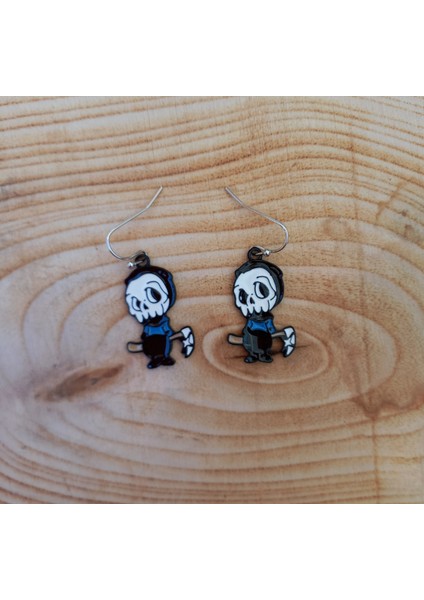 Azrail Kurukafa Küpe Renkli Unisex Metal Küpe PYTKKP150