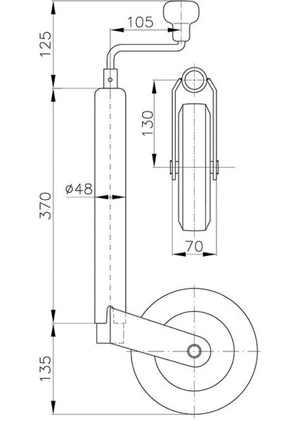 48MM 150KG Römork/karavan Destek Tekeri