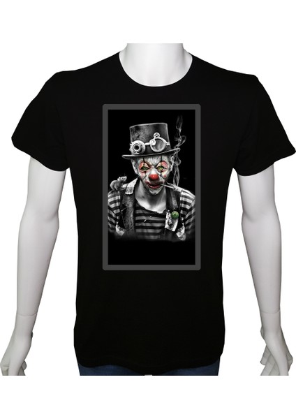 Erkek T-Shirt Siyah 'palyaço' Baskılı