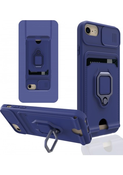 iPhone 6 Kılıf Kamera Korumalı Kartvizitli Zuma Silikon - Lacivert
