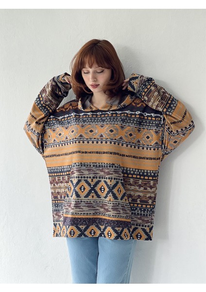 Oversize Basic Kapüşonlu Sweatshirt Kadın Çok Renkli