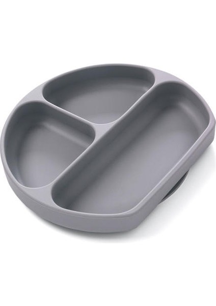3 Bölmeli Silikon Yemek Tabağı - Gri (Yurt Dışından)