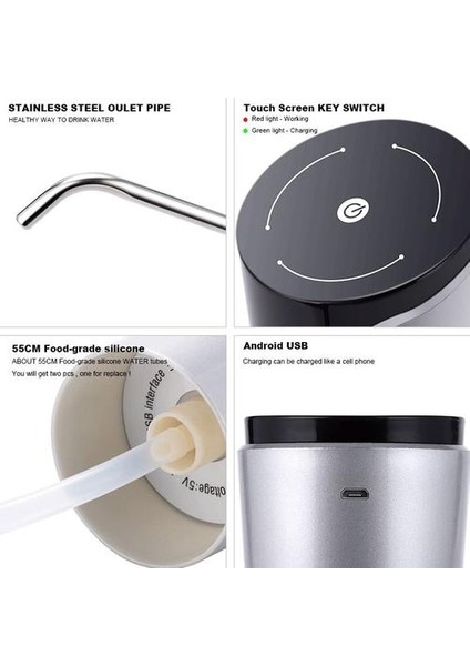 Su Şişesi Pompası USB Şarj Taşınabilir Otomatik Elektrikli (Yurt Dışından)