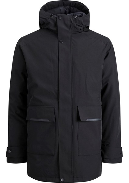 Kapüşonlu Siyah Erkek Kaban 12211896