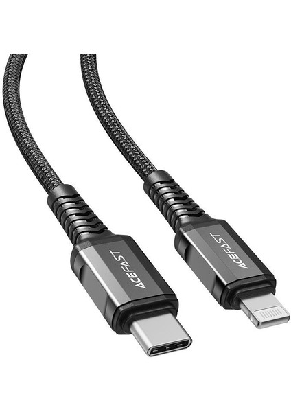 C1-01 Pd 30W 3A Type-C To Lightning Apple iPhone Örgülü Hızlı Şarj ve Data Kablosu Siyah