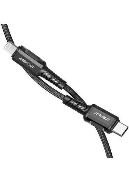 C1-01 Pd 30W 3A Type-C To Lightning Apple iPhone Örgülü Hızlı Şarj ve Data Kablosu Siyah