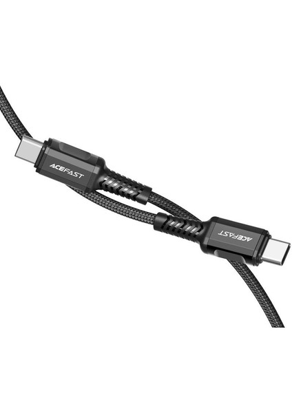 C1-03 Pd Type-C To Type-C 60W 3A Örgülü Hızlı Şarj ve Data Kablosu 1.2 Metre Siyah