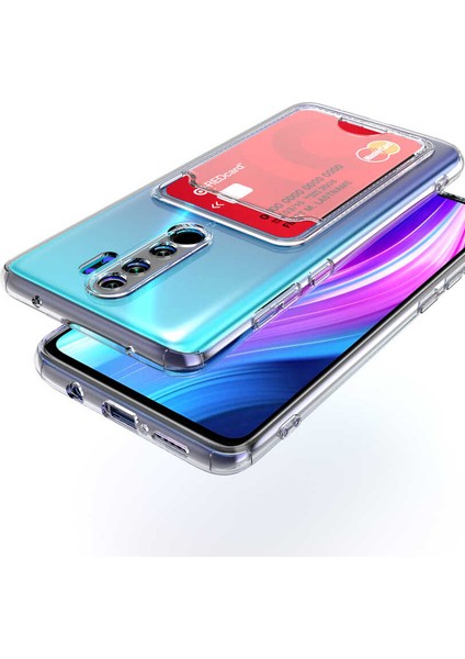Xiaomi Redmi Note 8 Pro Uyumlu Kılıf Kartlık Bölmeli Arkası Şeffaf Soft Dayanıklı Kılıf Kapak