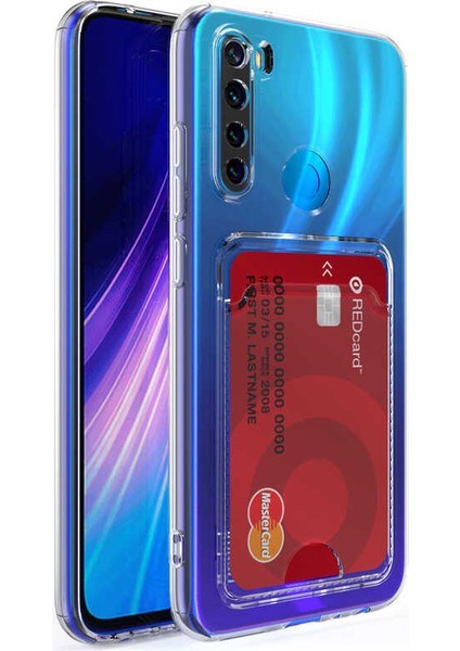 Xiaomi Redmi Note 8 Uyumlu Kılıf Kartlık Bölmeli Arkası Şeffaf Soft Dayanıklı Kılıf Kapak