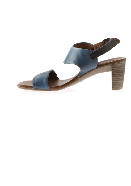 Mavi Deri Kadın Topuklu Sandalet fırsatları