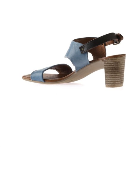 Mavi Deri Kadın Topuklu Sandalet indirimleri
