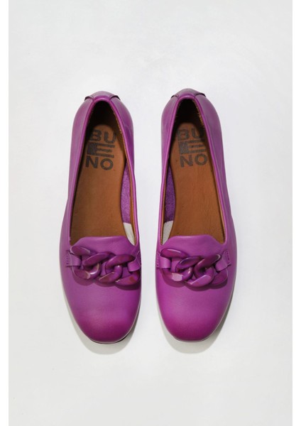 Lila Deri Kadın Topuklu Babet