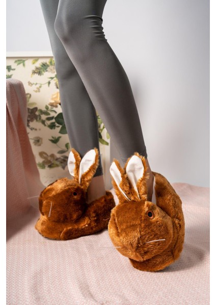 Kadın Panduf Tavşan Ev Botu Ev Ayakkabısı Hafif Ses Yapmaz Taban Kalın Peluş Malzme modelleri