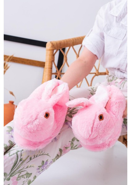 Kadın Panduf Tavşan Ev Botu Ev Ayakkabısı Hafif Ses Yapmaz Taban Kalın Peluş Malzme indirimleri