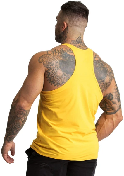 Monster Muscle Gym Fitness Tank Top Sporcu Atleti Sarı