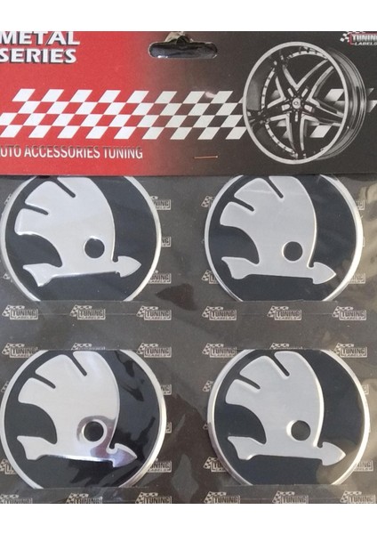 Skoda Siyahalüminyum Yapıştırma Jant Göbeği 4 Lü 60MM
