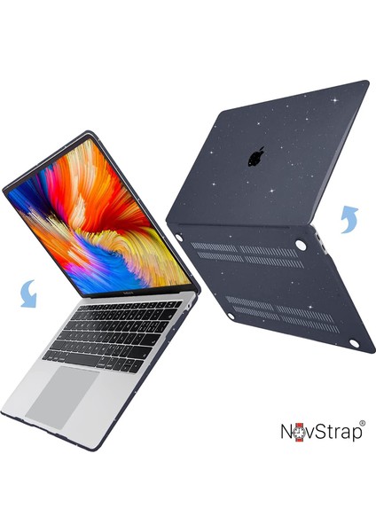 Novstrap Apple MacBook Pro 2021 13 Inç M1 Çipli A2338 A1706 A1708 A1989 Uyumlu Parlak Simli Kılıf