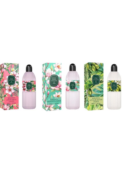 Kolonya Japon Kiraz Çiçeği, Manolya Çiçeği ve Ayvalık Zeytin Çiçeği Pet Şişe 400 ml