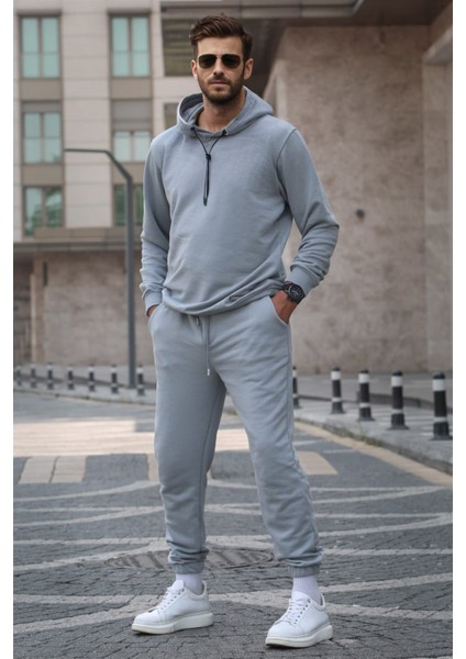 Boyalı Gri Kapşonlu Basic Eşofman Takımı 5908 fiyatları