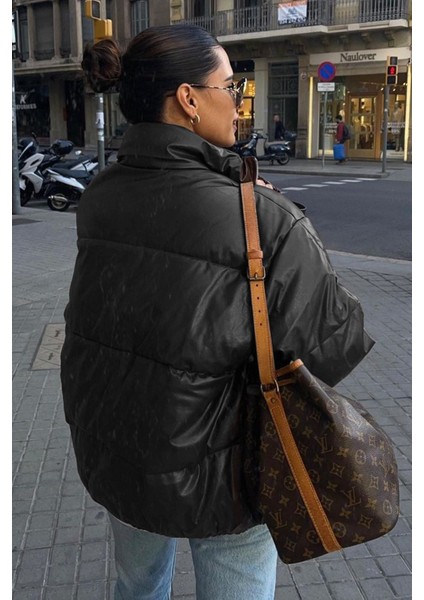 Siyah Oversize Basic Deri Mont MG1387 fiyatları