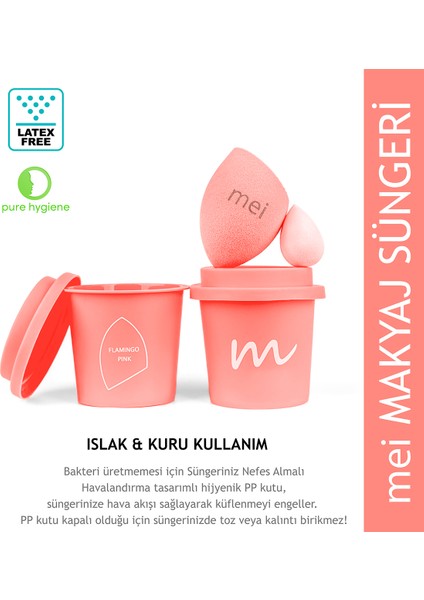 Coffee Cup Hijyenik Makyaj Süngeri Flamingo Pink 1 Pro + 1 Mini