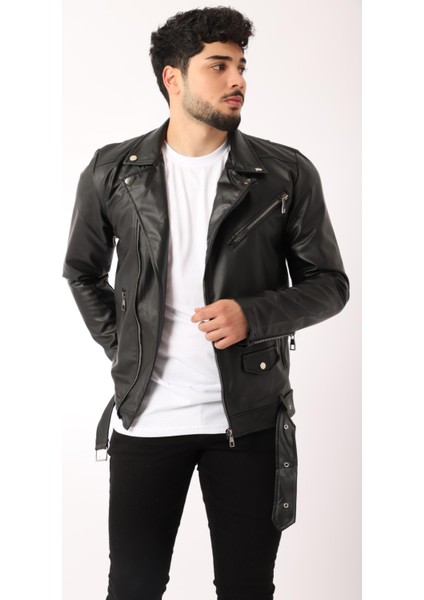 Kuzey Beli Kemerli Suni Deri Ceket Bl 1261