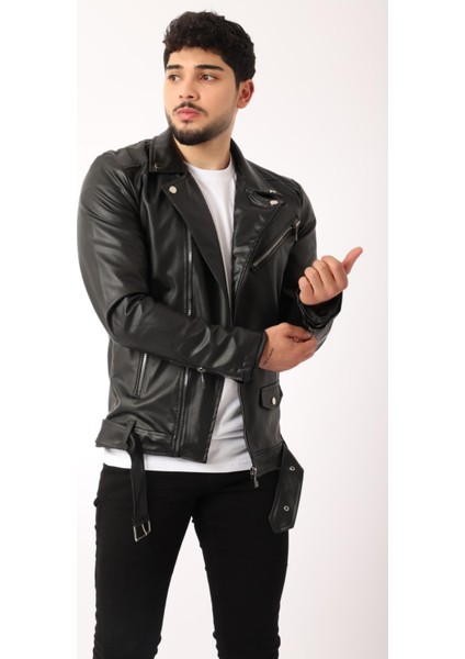 Kuzey Beli Kemerli Suni Deri Ceket Bl 1261 fiyatları