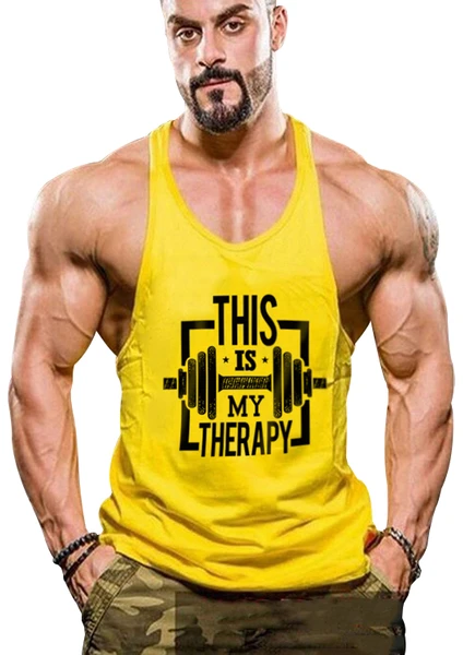 My Therapy Fitness Gym Tank Top Sporcu Atleti Sarı