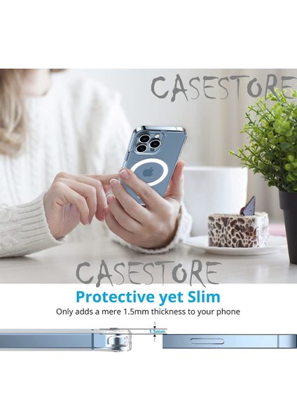 Iphone 14 Pro Max Uyumlu Kılıf Kamera Çıkıntılı Şeffaf Clear Magsafe Halkalı Magnetik Airdrop Airbag Manyetik Kapak Wirelles Şarj