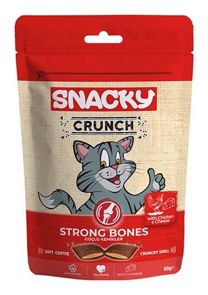 Crunchy Strong Bones Tavuklu ve Peynirli Kedi Ödülü 10X60 gr