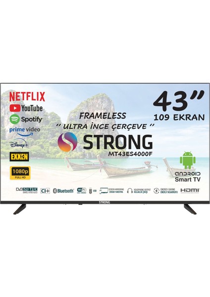 MT43ES4000F 43" 109 Ekran Dahili Uydu Alıcılı Full HD Smart LED TV