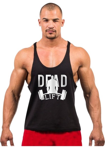 Dead Lift Fitness Gym Tank Top Sporcu Atleti Siyah