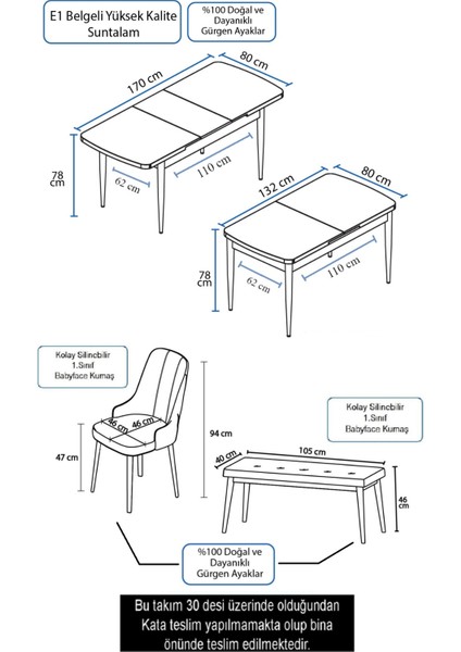 Concept Yay Serisi, 80X132 Açılabilir Masa Takımı,siyah Mermer Desen Masa 4 Sandalye 1 Bench