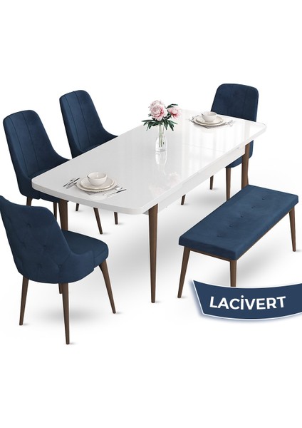 Concept Yay Serisi, 80X132 Mutfak Masa Takımı, Beyaz Masa Ceviz Ayak 4 Sandalye 1 Bench fiyatları