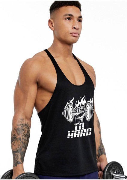 To Hard Gym Fitness Tank Top Sporcu Atleti Siyah