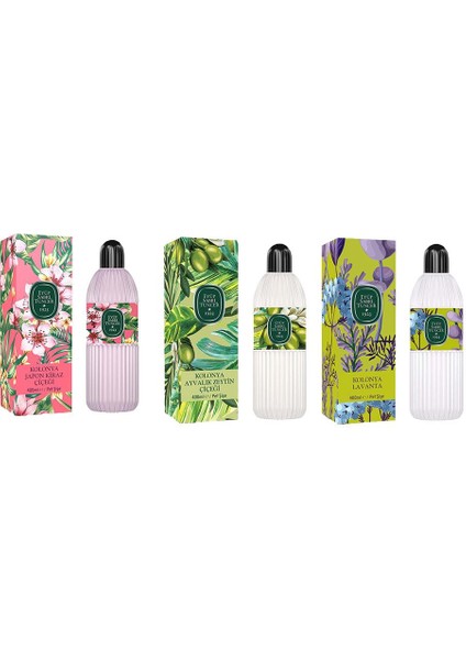 Kolonya Japon Kiraz Çiçeği, Ayvalık Zeytin Çiçeği Ve Lavanta Pet Şişe 400 Ml