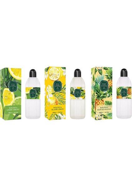 Kolonya Çeşme Limonu, Klasik Limon Ve Hawaii Ananas Pet Şişe 400 Ml